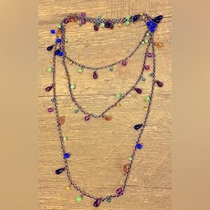 LOFT multi-colored stone loop necklace
